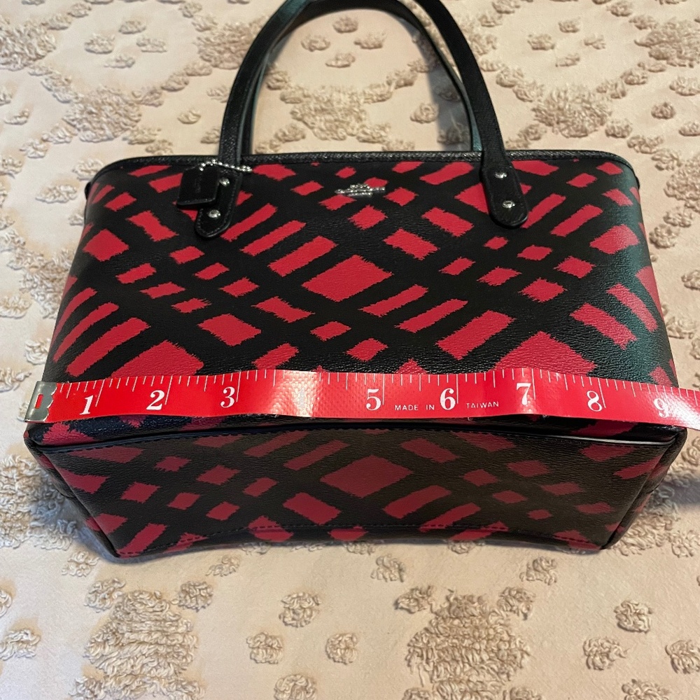 Coach Red and Black Plaid Tote - Picture 12 of 15